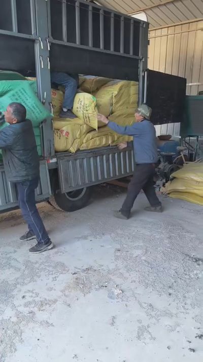 邢台发酵鸡粪，羊粪，有机肥正在卸车中