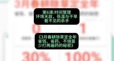 第6节：时间管理环境天敌，低温与干旱&mdash;&mdash;看不见的杀手，课程：《3月春耕除草定全年：省钱、省药、不烧苗、少打两遍药的秘密》